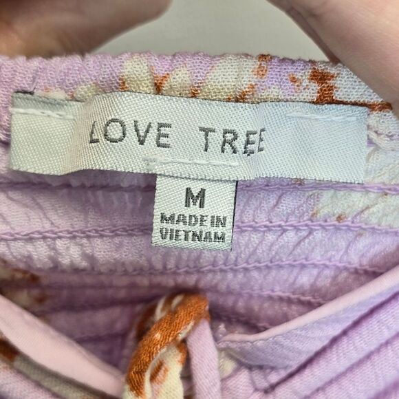Love Tree Women's Floral Daisy Ruffle Lilac Purple Mini Peplum Dress M - Picture 14 of 16